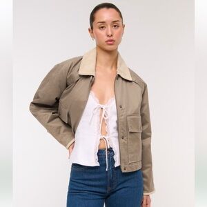 Abercrombie & Fitch Short Waxed Chore Jacket in brown/tan